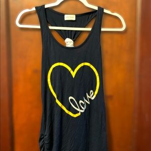 Navy yellow love tank top.